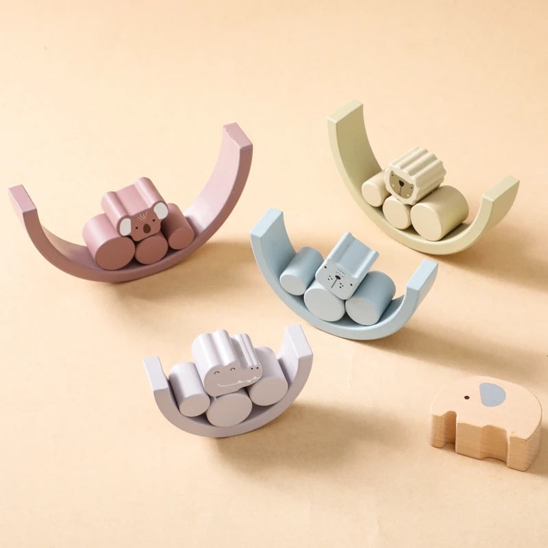 Set of stacking pieces - Rainbow and animals - Montessori Grow