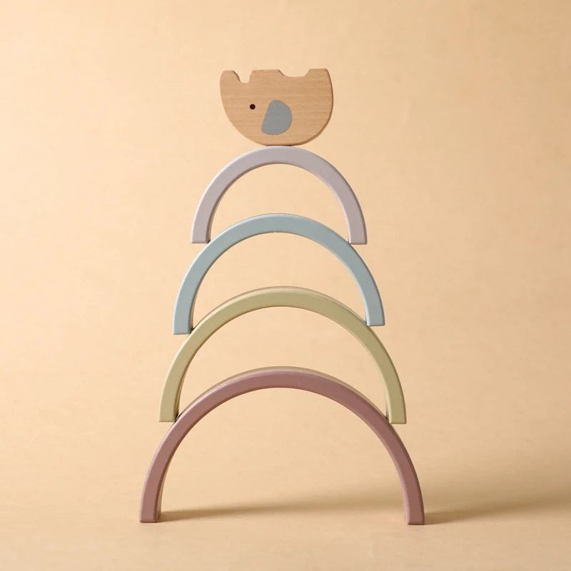 Set of stacking pieces - Rainbow and animals - Montessori Grow